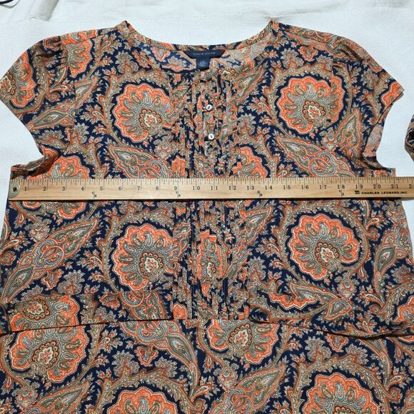 Tommy Hilfiger Womens Paisley Peplum Top Large Tie Back Belted Boho Chic Western - Picture 11 of 12